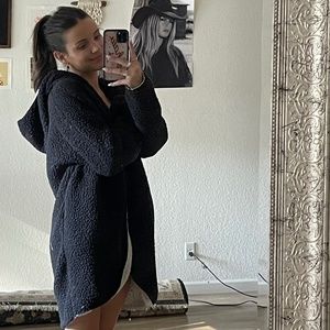 Black and Cream Reversible Sherpa Jacket